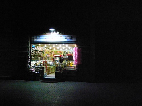 A lit up shop in Istanbul