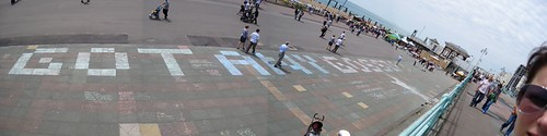 Chalk Based Discussion Forum on Brighton Beach - Panorama