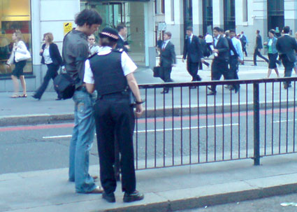 police looking at cameras