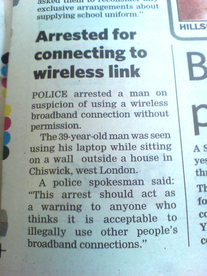 Arrested for Broadband Theft