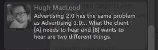 tweet from Hugh MacLeod